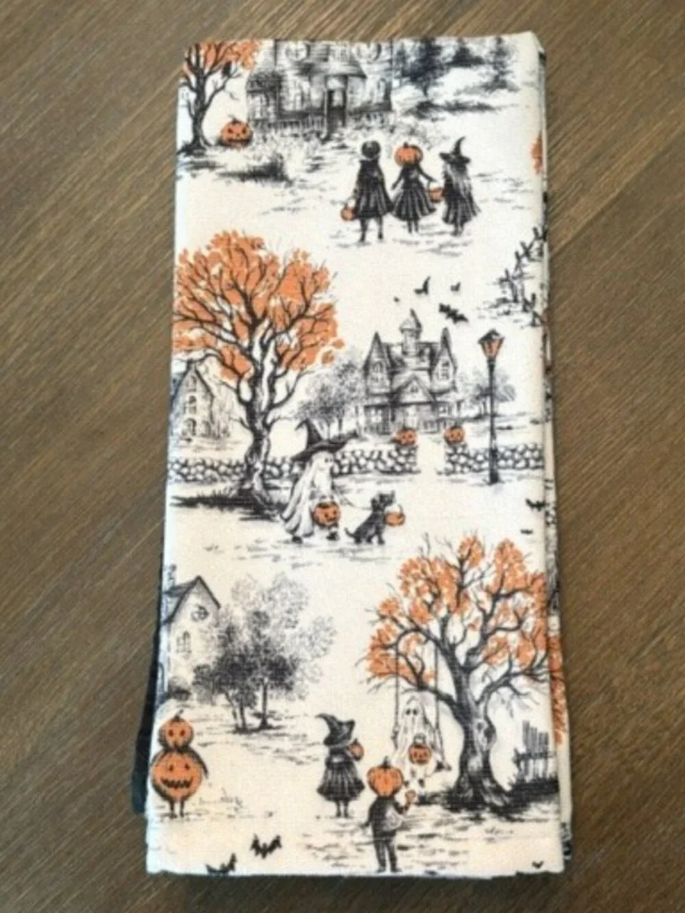 Nicole Miller Halloween Kitchen Towels Ghost Witch Haunted House 18x28